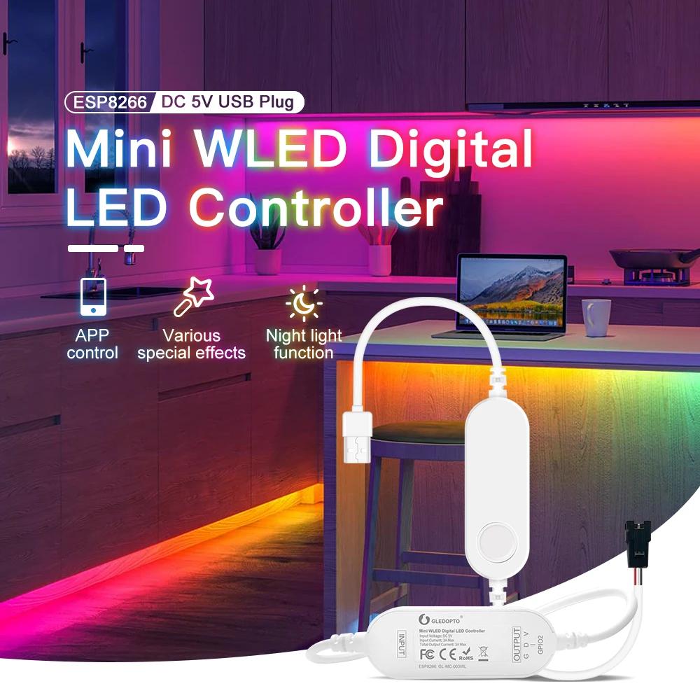 GLEDOPTO WLED ESP8266 ̴ LED Ʈѷ, DC 5V USB RGB IC  ̳ , WS2811 WS2812 WS2812b SK6812 WS2815 Ʈ